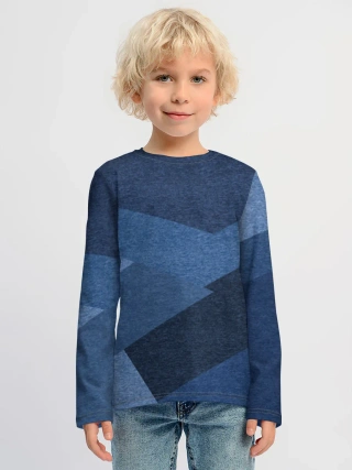 Детский лонгслив хлопок / Синие квадраты