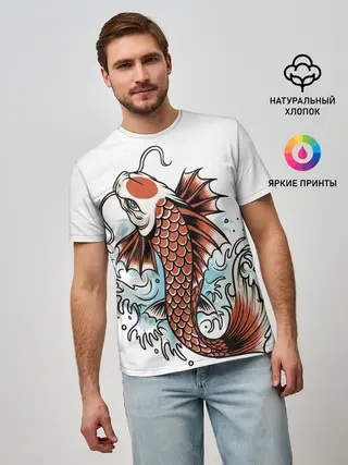 Мужская базовая футболка / Карп Кои