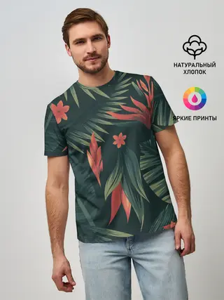 Мужская базовая футболка / Тропический комуфляж