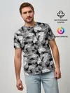 Мужская базовая футболка / Черно-белый узор шишки