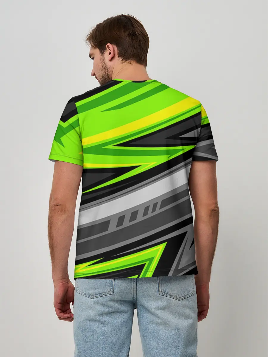 Мужская базовая футболка / Зеленые линии