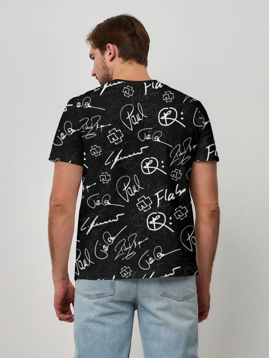 Мужская базовая футболка / RAMMSTEIN АВТОГРАФЫ | РАМШТАЙН