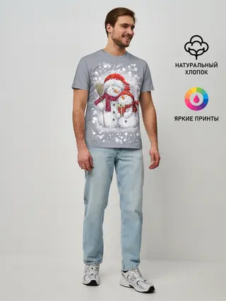 Мужская базовая футболка / Два снеговика
