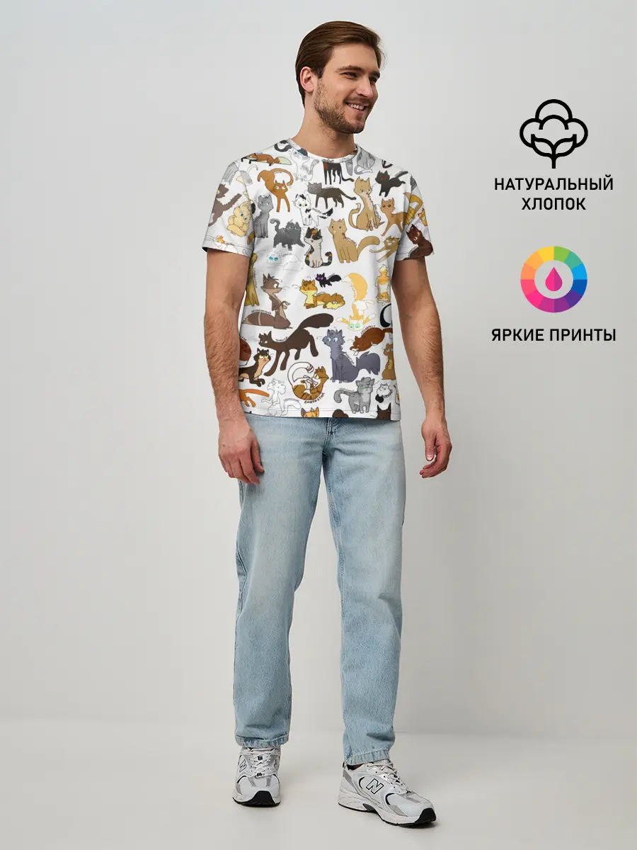 Мужская базовая футболка / Котоколлаж 01