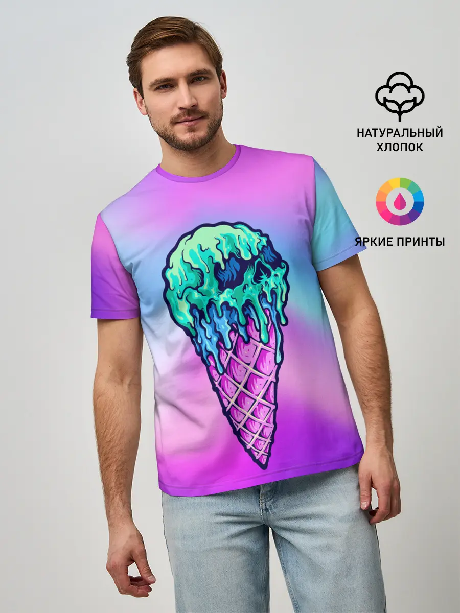 Мужская базовая футболка / Мороженое | Ice Scream | Череп