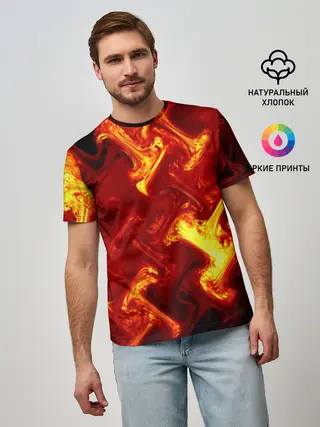 Мужская базовая футболка / Огненная лава
