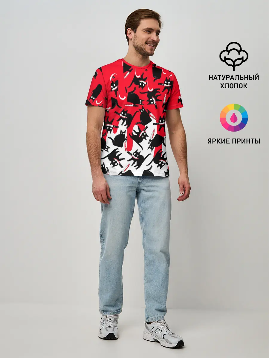 Мужская базовая футболка / WHAT CAT