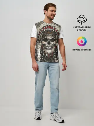 Мужская базовая футболка / Leader of indian skeletons