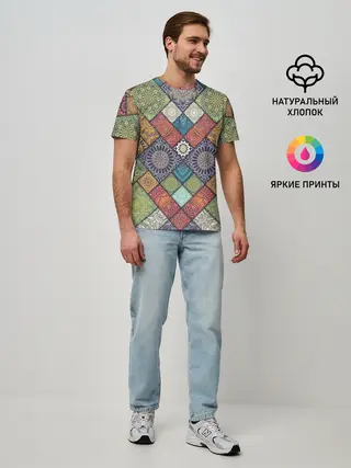 Мужская базовая футболка / ЛОСКУТНАЯ ВЫШИВКА