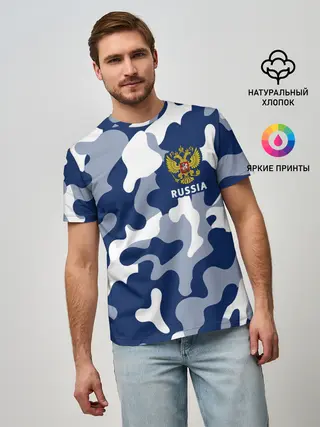 Мужская базовая футболка / RUSSIA / РОССИЯ