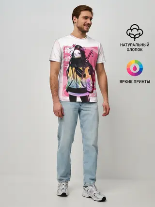 Мужская базовая футболка / Kimetsu no yaiba розовое