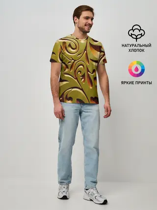 Мужская базовая футболка / Вырез по дереву