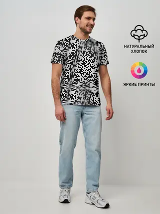 Мужская базовая футболка / Пиксельная Текстура