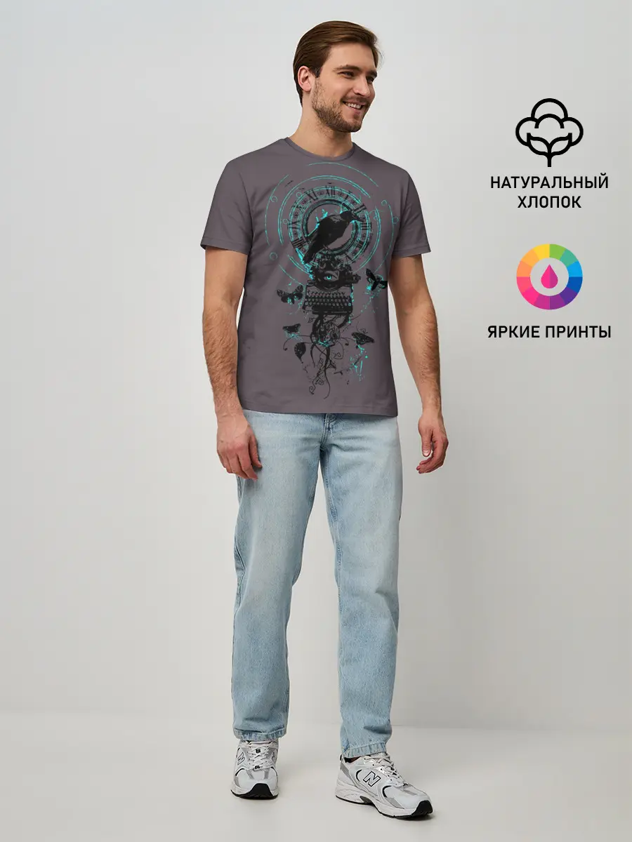 Мужская базовая футболка / Черный ворон