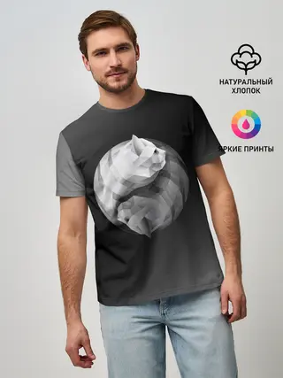 Мужская базовая футболка / Янь Янь Котики