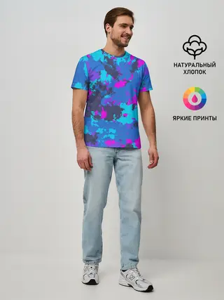 Мужская базовая футболка / Неоновые краски