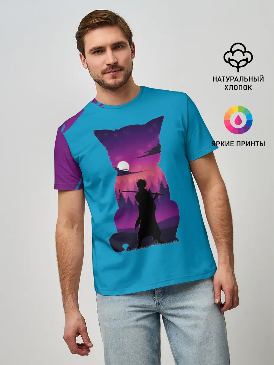 Мужская базовая футболка / Гинтоки кот