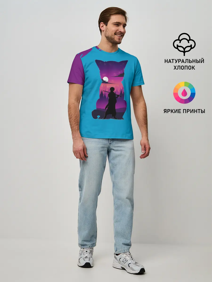 Мужская базовая футболка / Гинтоки кот