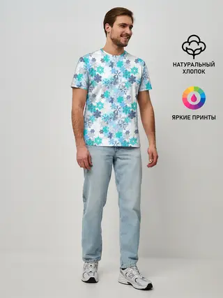 Мужская базовая футболка / Зимние Снежные Узоры