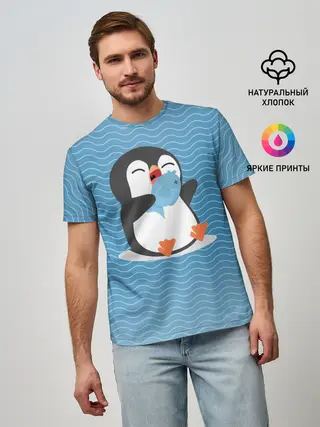 Мужская базовая футболка / Пингвин