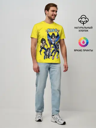 Мужская базовая футболка / Комикс Кисс