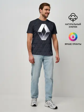Мужская базовая футболка / RENAULT РЕНО 3Д ГЕОМЕТРИЯ 3D
