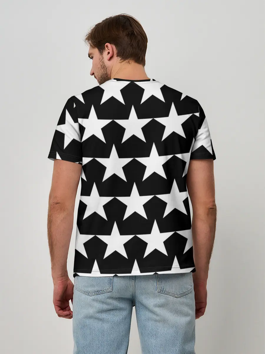 Мужская базовая футболка / Белые звёзды на чёрном фоне 2
