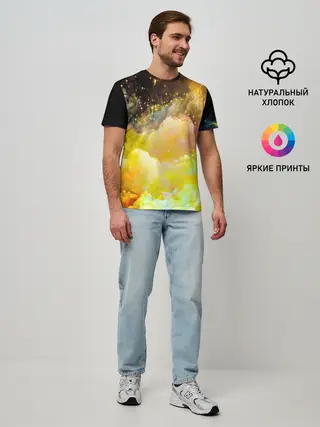 Мужская базовая футболка / Желтая краска