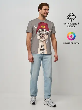 Мужская базовая футболка / llama