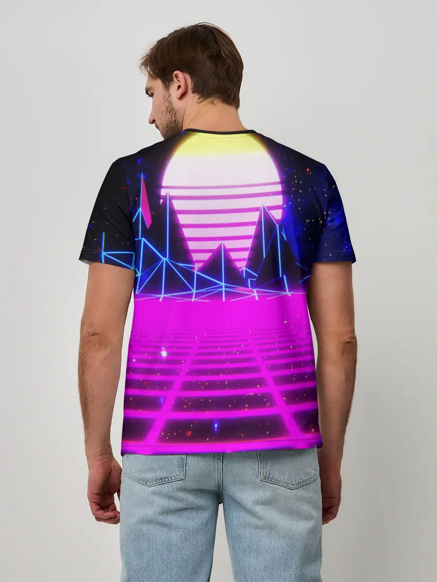 Мужская базовая футболка / Ретро Стиль неон