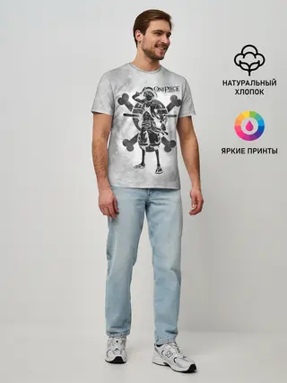 Мужская базовая футболка / Манки Д. Луффи пират Соломенной Шляпы