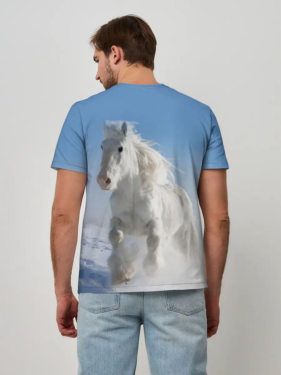 Мужская базовая футболка / Белый скакун