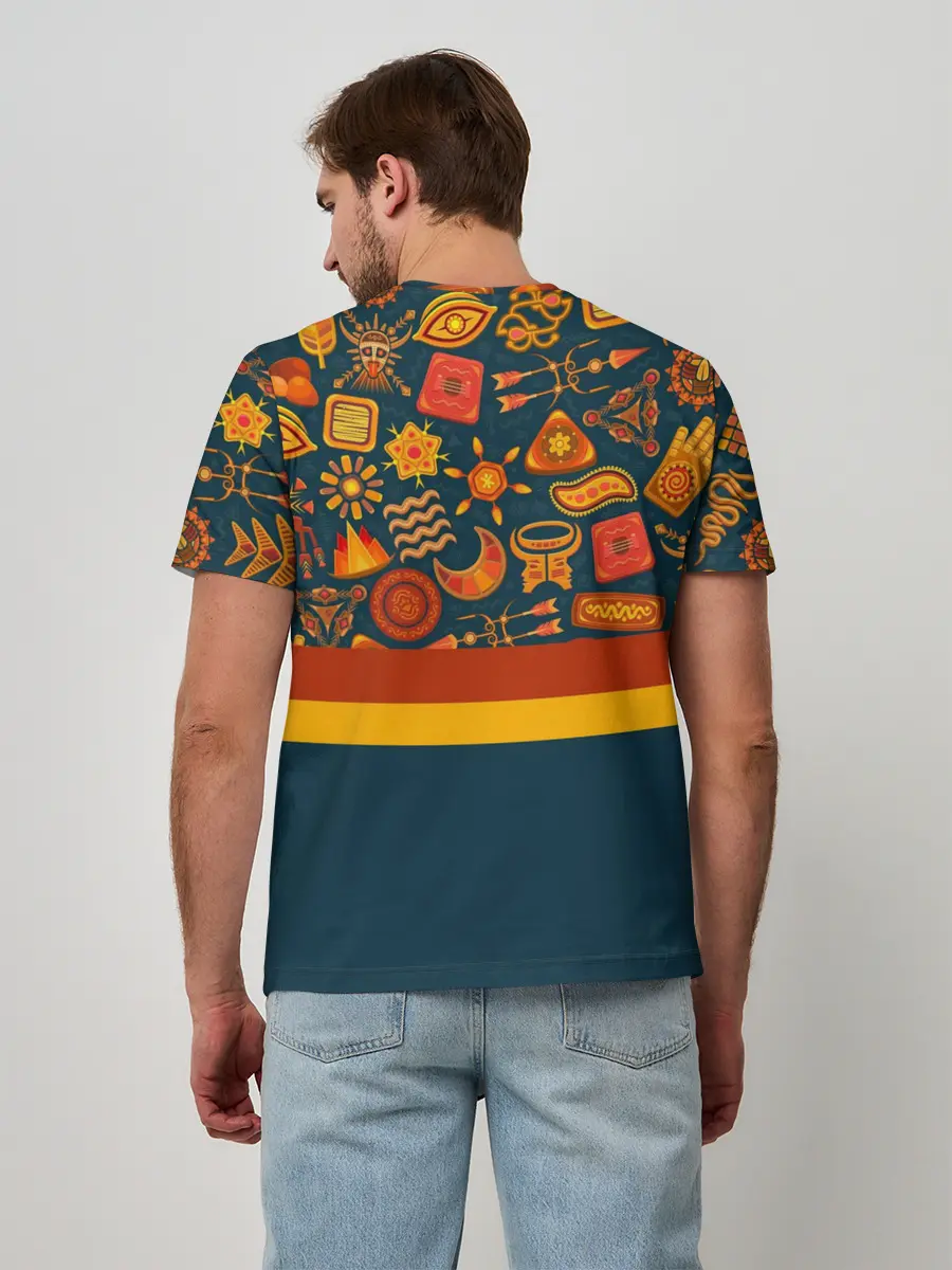 Мужская базовая футболка / Африканская Символика