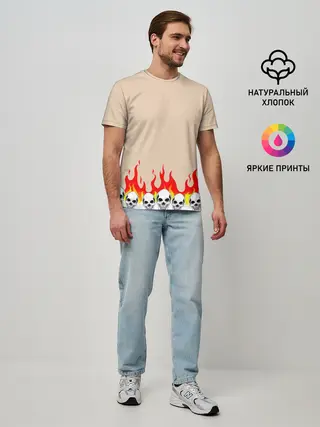 Мужская базовая футболка / Черепа в Огне
