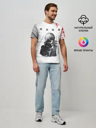 Мужская базовая футболка / Kaneki Ken красные капли