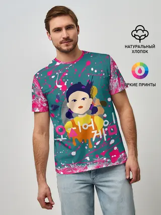 Мужская базовая футболка / ИГРА В КАЛЬМАРА SQUID GAME КУКЛА