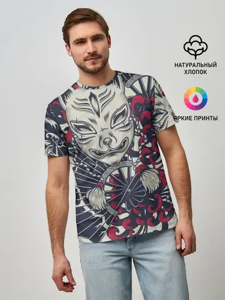 Мужская базовая футболка / Кицунэ | Маска лисы