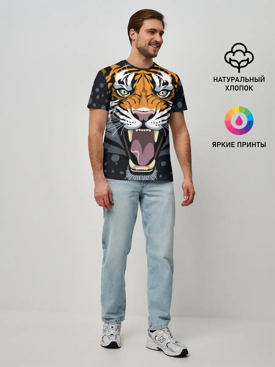 Мужская базовая футболка / Амурский тигр в ночи