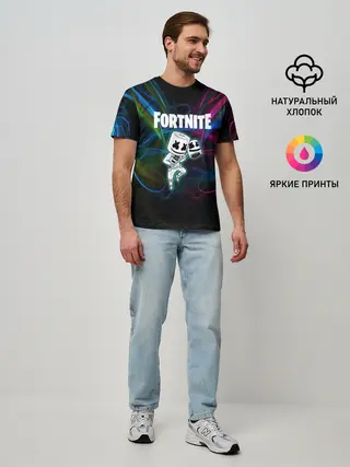 Мужская базовая футболка / Fortnite x Marshmallow.