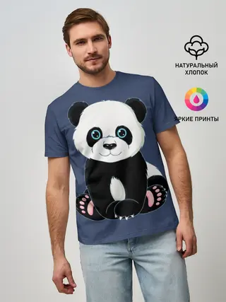Мужская базовая футболка / Милая Панда