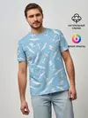 Мужская базовая футболка / Чайки в небе паттерн