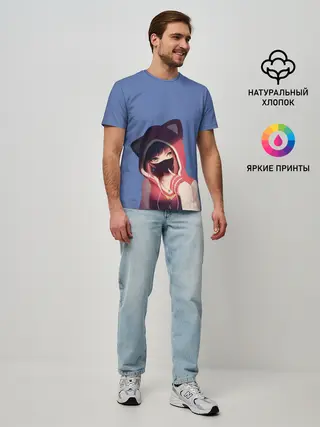 Мужская базовая футболка / Аниме девушка в маске с ушками