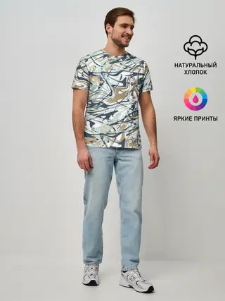 Мужская базовая футболка / Узор красками