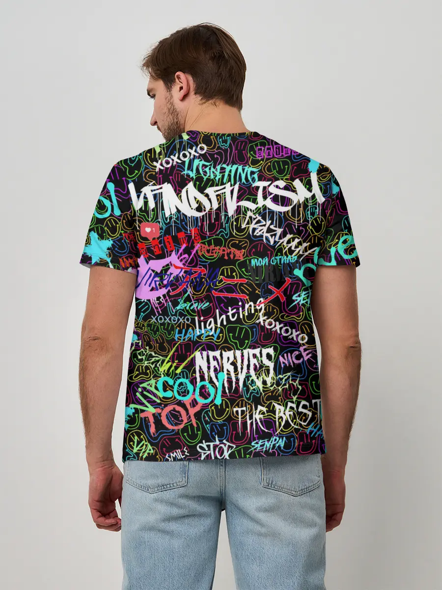 Мужская базовая футболка / neon graffiti | Smile