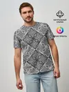 Мужская базовая футболка / Черно-белый орнамент
