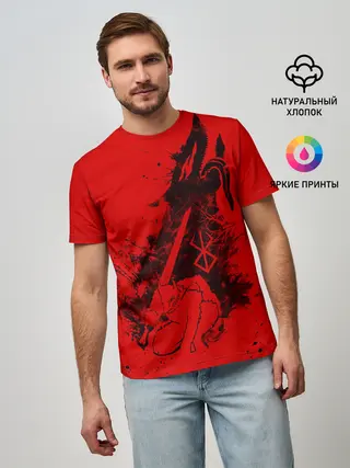 Мужская базовая футболка / БЕРСЕРК ГАТС С МЕЧОМ, ДОСПЕХИ