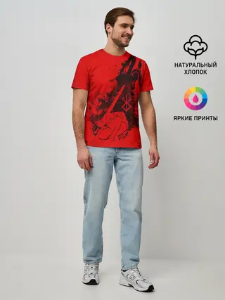 Мужская базовая футболка / БЕРСЕРК ГАТС С МЕЧОМ, ДОСПЕХИ