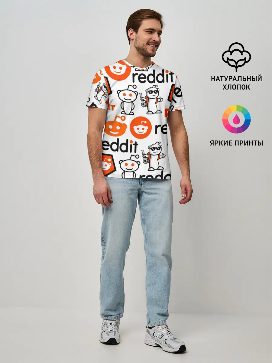 Мужская базовая футболка / REDDIT / РЕДДИТ / ЛОГОБОМБИНГ