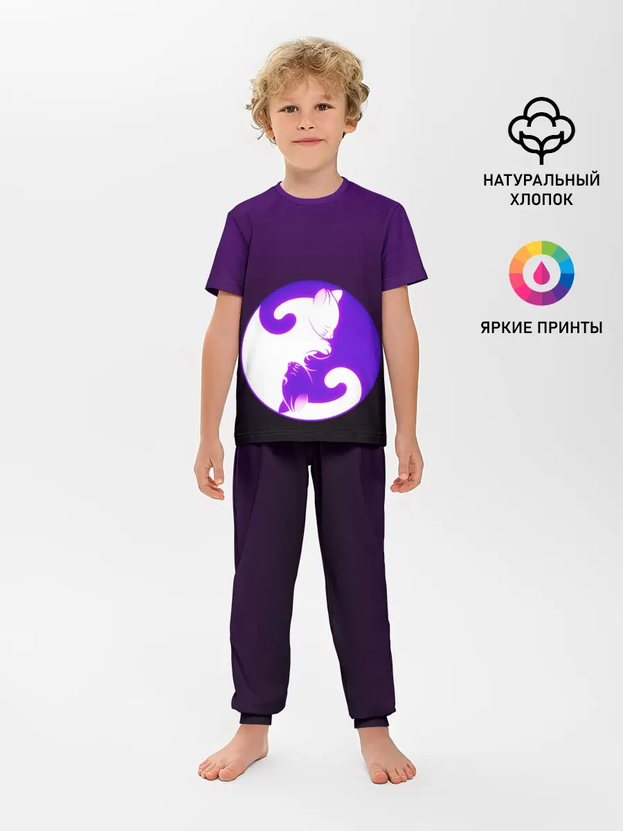 Детская пижама с брюками / Кошачий Инь - Янь