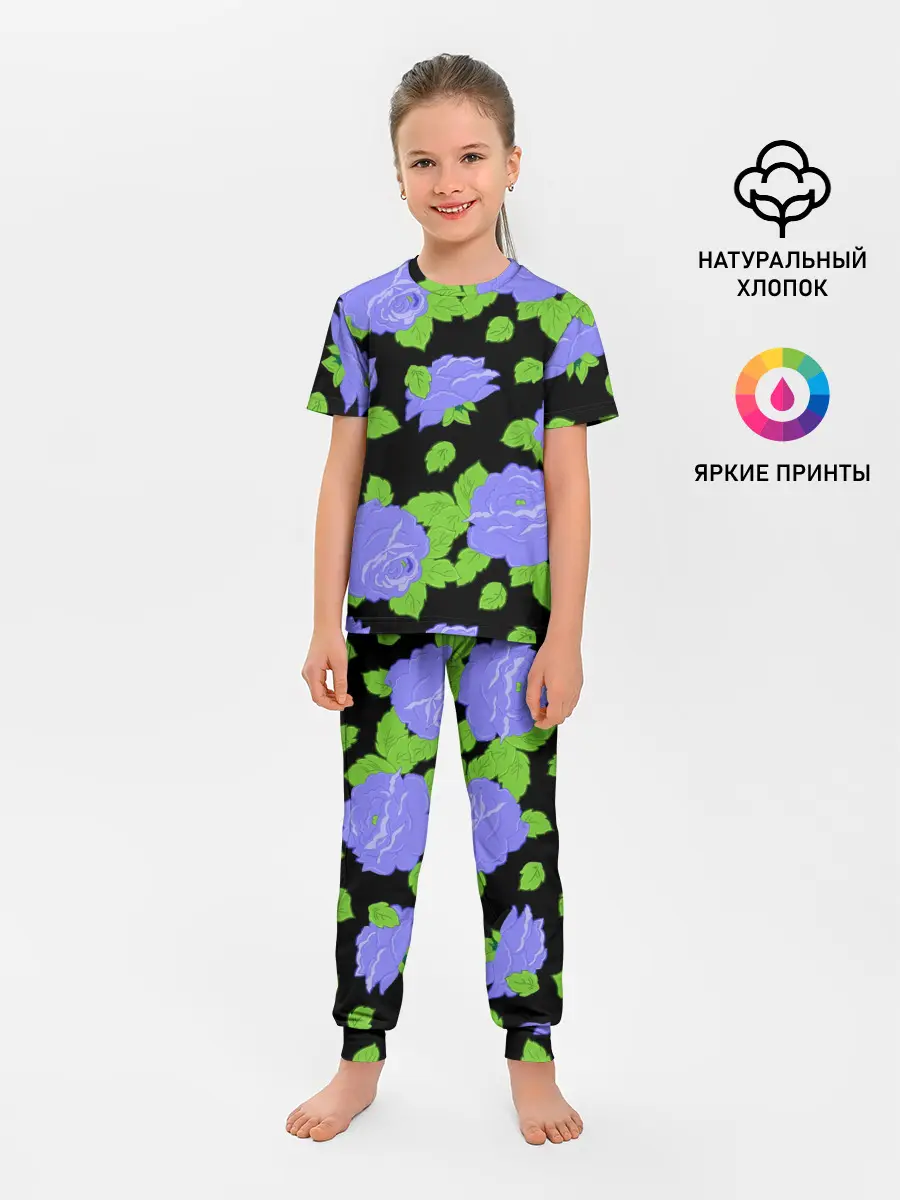 Детская пижама с брюками / Синие розы